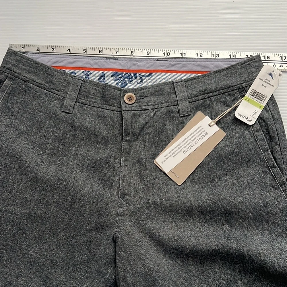 NWT Tommy Bahama Havana Herringbone 10.5-Inch Shorts Ink Silk Blend